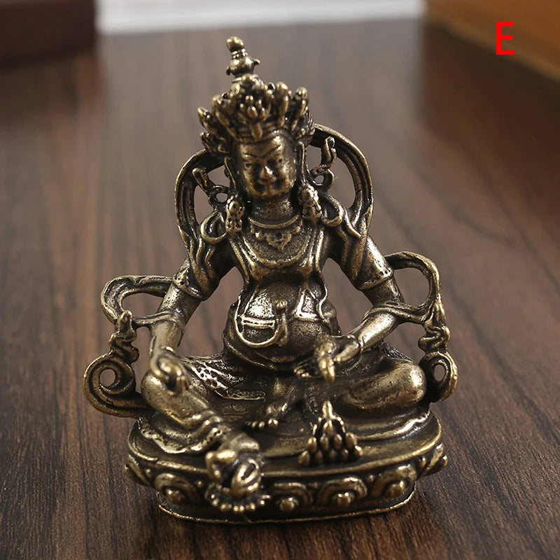 Retro Brass Green Tara God Statue Antique Copper Buddha Statue Home Living Room Office Decoration Figurines