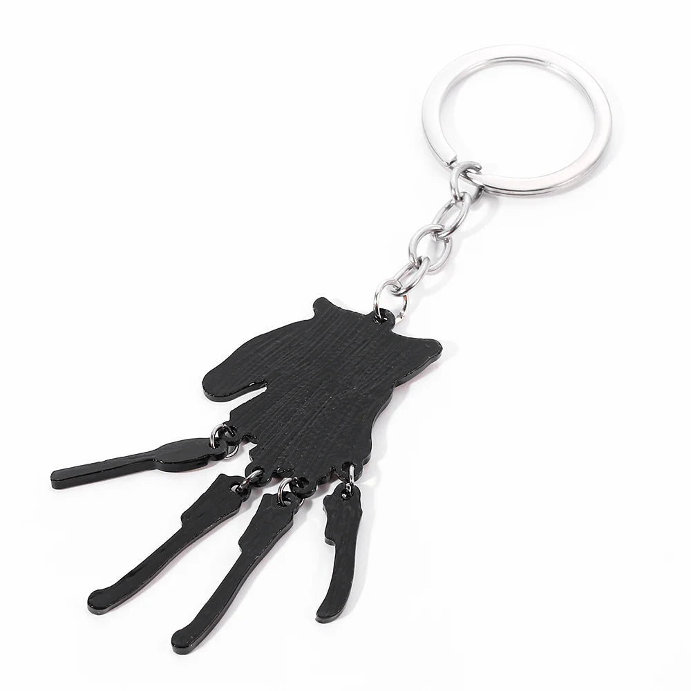 Horror Movie Ghost Street Metal Enamel Freddie Kruger Gloves Keychain Halloween Necklace Gift