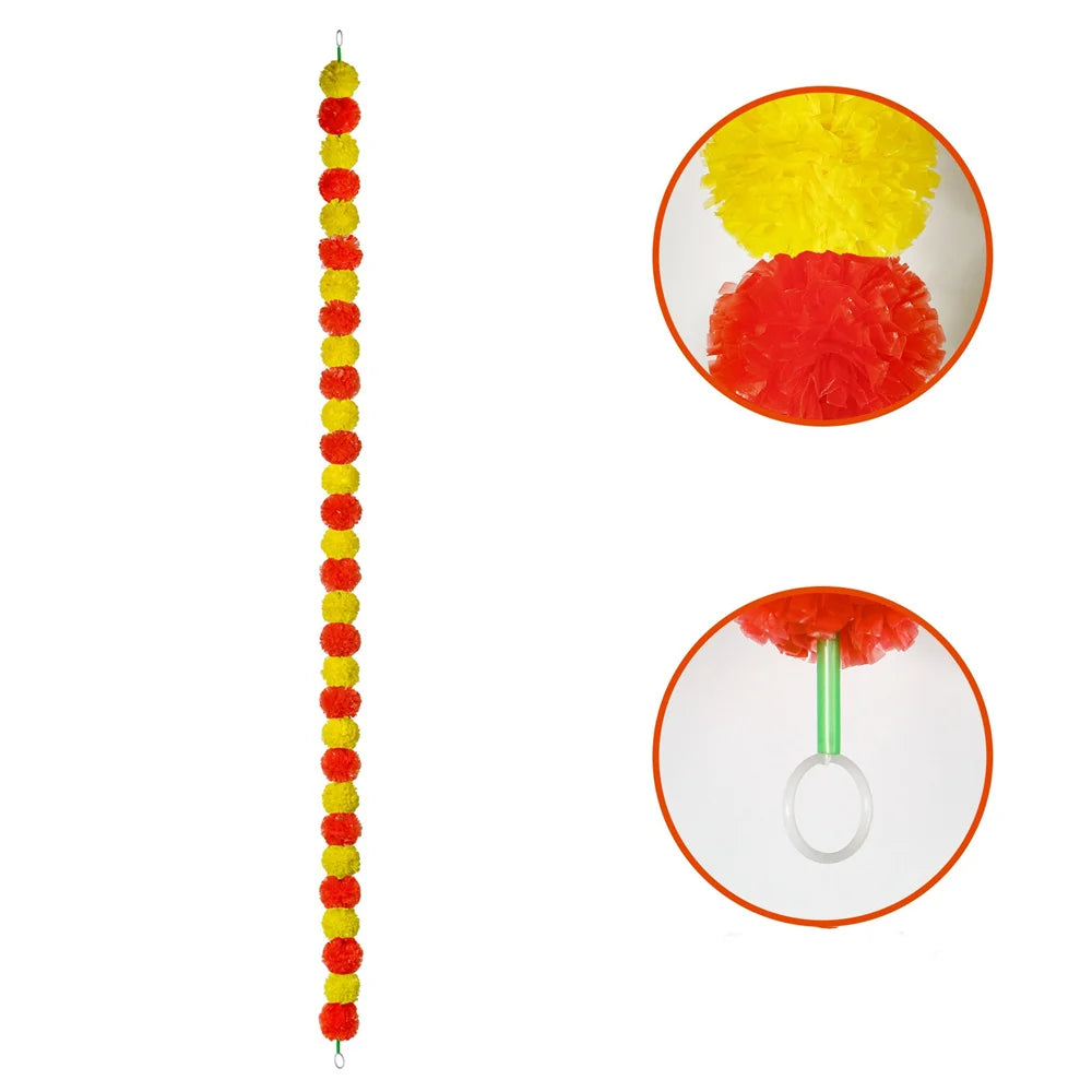 Artificial Marigold Garland For Diwali Wreath Indian Weddings Arch Decorations Garland Halloween Yard Hanging Flower Bar Strips