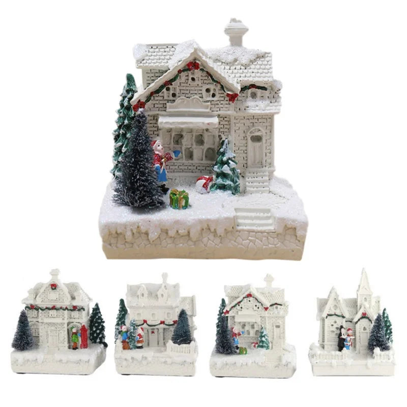 Christmas Light House Christmas Village Decoration For Home Xmas Gifts Christmas Ornaments New Year 2025 Natale Navidad Noel