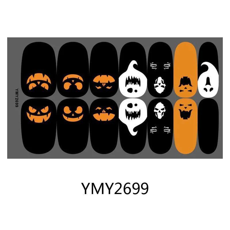 Baking Free Halloween Nail Stickers Full Sticker Fashion Nail Art Jewelry  Pumpkin Ghost Wholesale Applique Nail Sticker