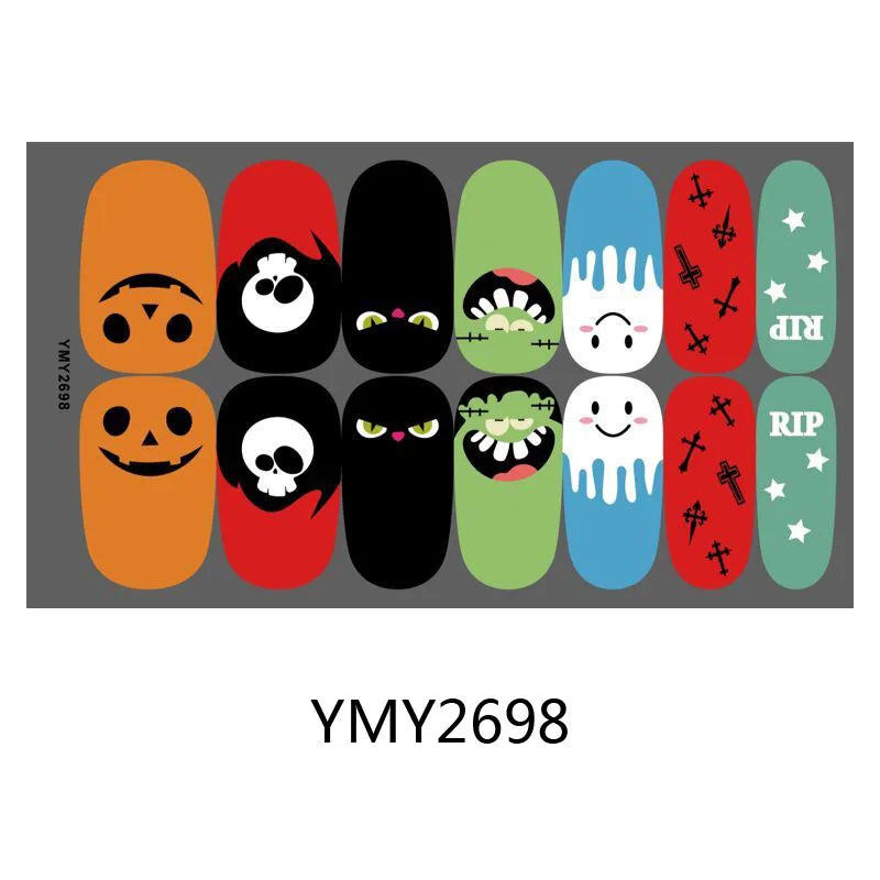 Baking Free Halloween Nail Stickers Full Sticker Fashion Nail Art Jewelry  Pumpkin Ghost Wholesale Applique Nail Sticker