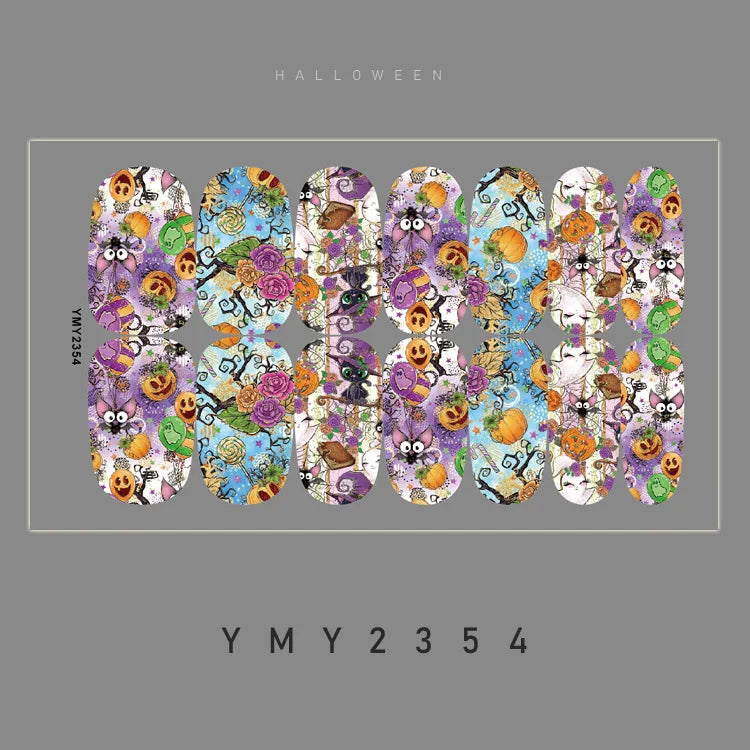 Baking Free Halloween Nail Stickers Full Sticker Fashion Nail Art Jewelry  Pumpkin Ghost Wholesale Applique Nail Sticker