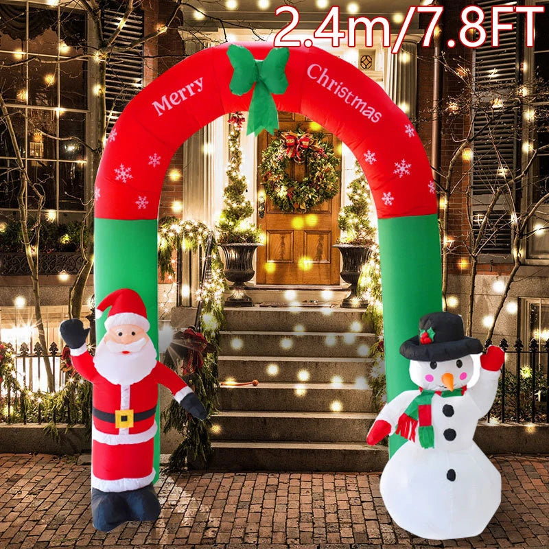 Christmas Inflatable Santa Snowman Archway Outdoor Decorations Blow Up ArchYard ,Outdoor Lawn Winter Decor Christmas Decoration