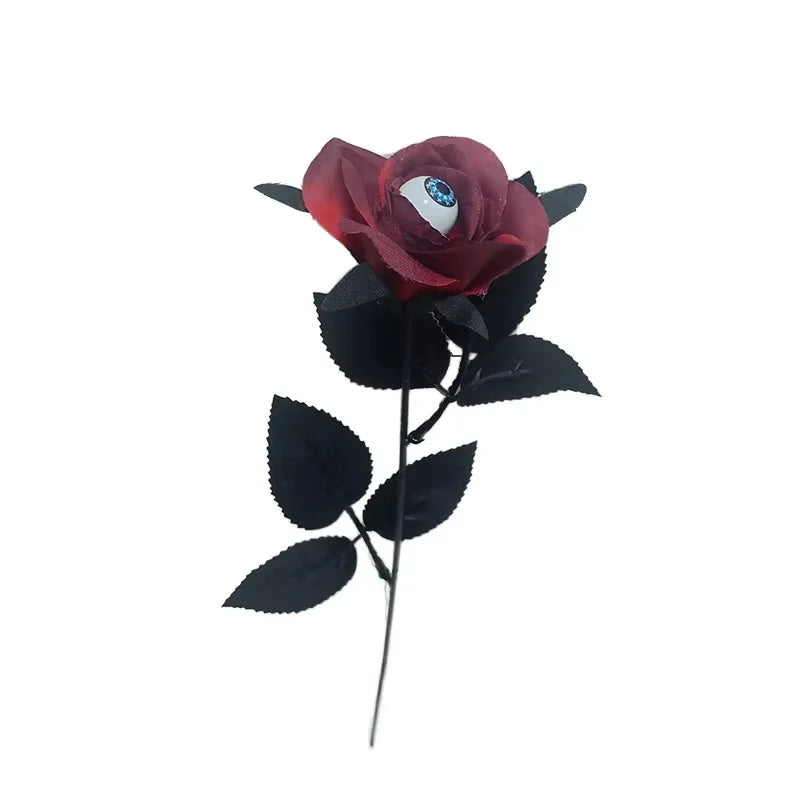 1/3/5Pcs Halloween Artificial Flowers Black Rose With Eyeball For Halloween Party Decor Home Horror Props DIY Bouquets Craft