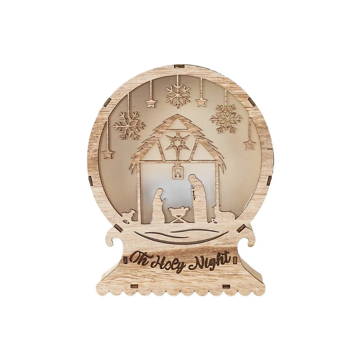 Oh Holy Night Christmas Jesus Birth Wooden Ornaments Led Luminous Bedroom Decoration Christmas Decorations Souvenirs Home Decor