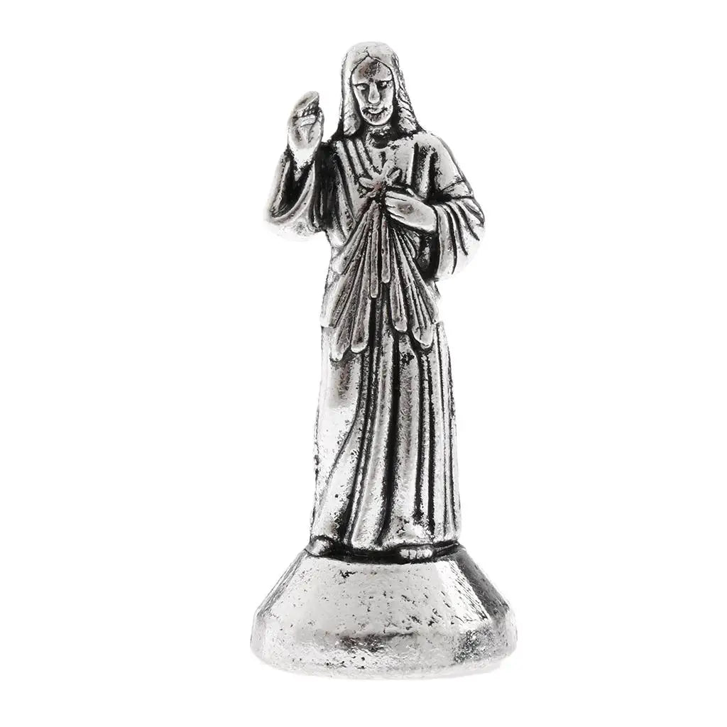 Holy Religious Statue Jesus Alloy Figurine Divine Mercy Ornaments Mini Jesus Figure Holy Religious Figurine Jesus Figurine