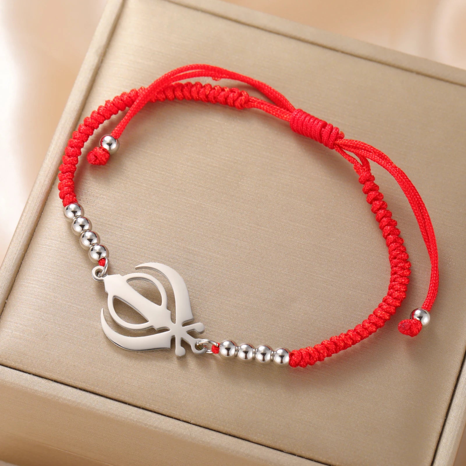 Lucktune Khanda Sikh Faith Bracelet for Women Men Stainless Steel Vintage Indian Sword Lucky Bracelet Spiritual Jewelry Gift