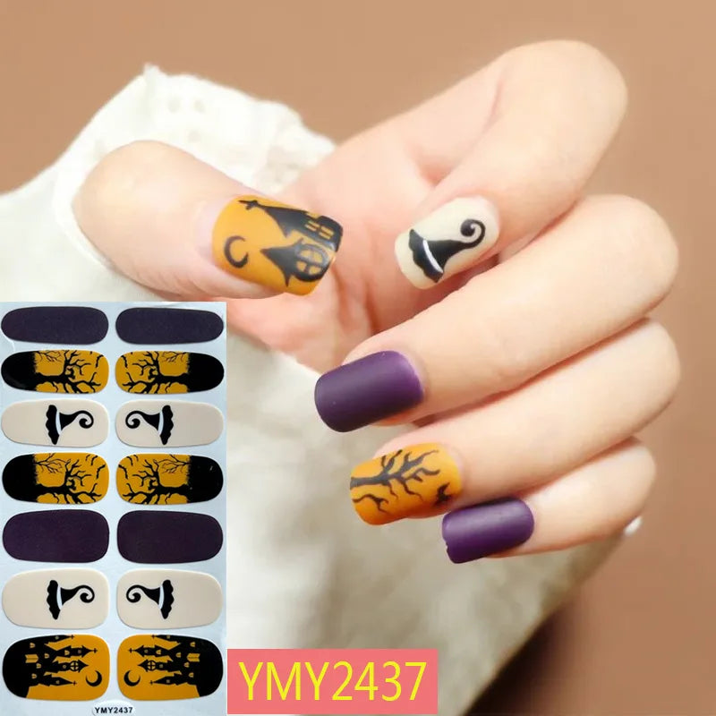 Baking Free Halloween Nail Stickers Full Sticker Fashion Nail Art Jewelry  Pumpkin Ghost Wholesale Applique Nail Sticker