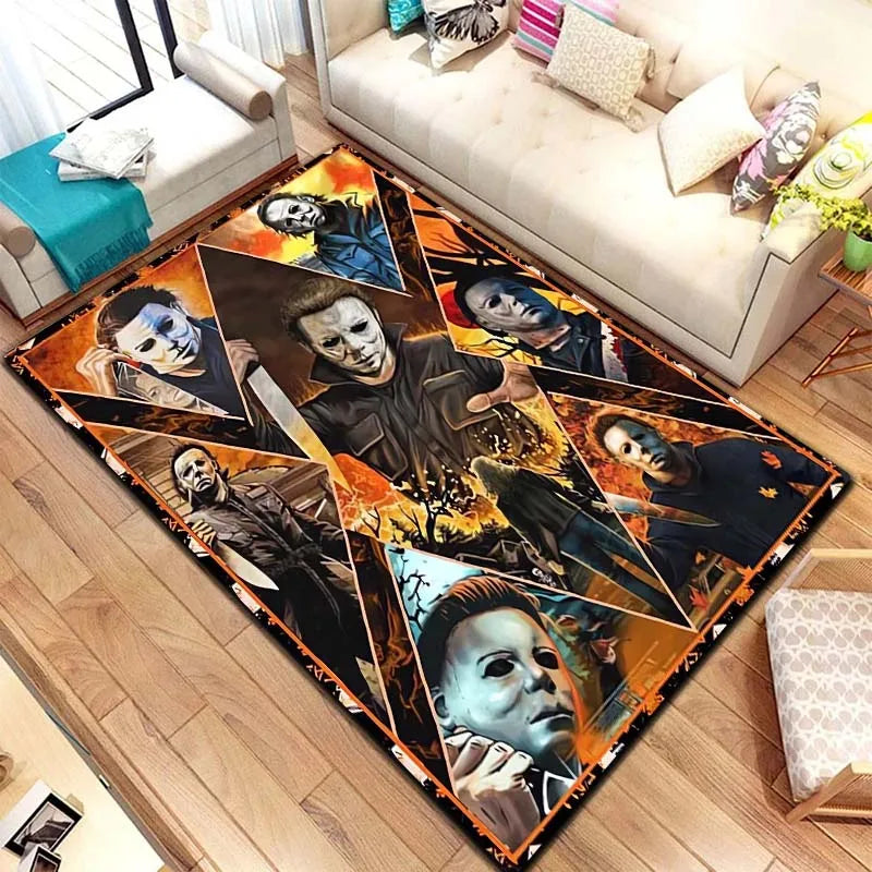 M-Michael Myers Horror Halloween Decorative Warmer Rug Home Living Room Bedroom Carpet Bathroom Kitchen Non Slip Carpet