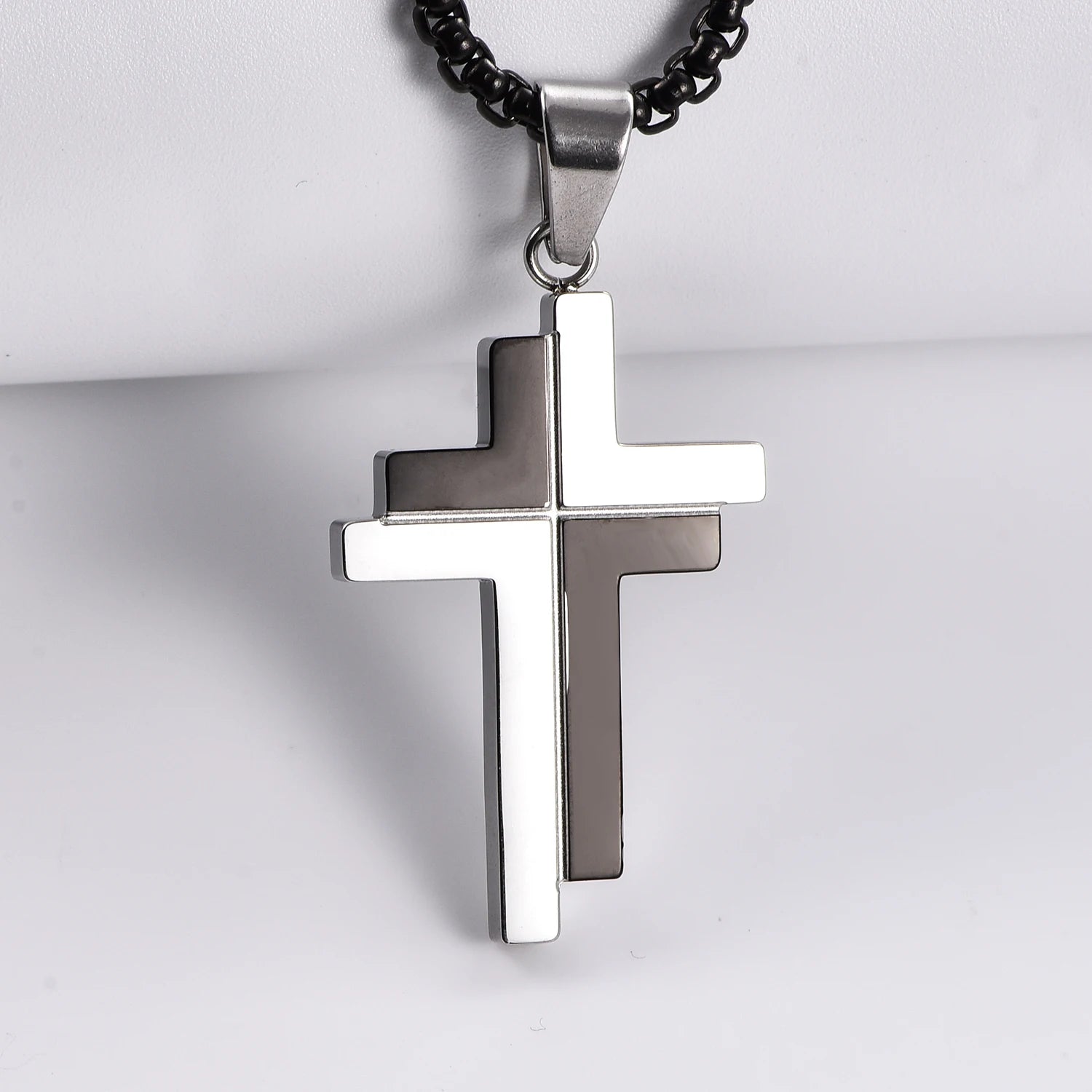 Cross Pendant Necklace Classic for Men Women Fashion Hip-hop Stainless Steel Dull Polished  Faith Prayer Jewelry Gift