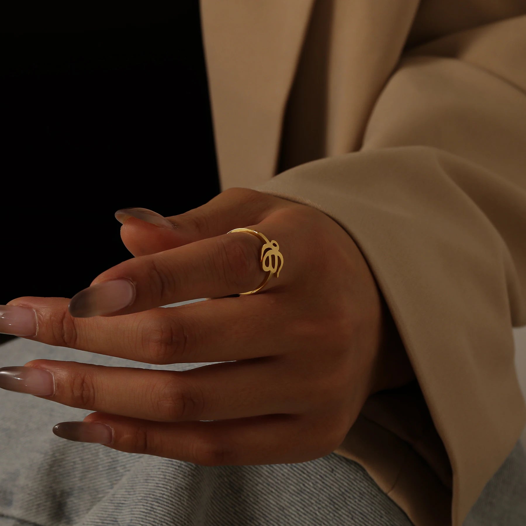 Sikh Punjabi Special Symbol Ring 18K Pendant Hindi Jewelry Personalized Adjustable Ring Religious Memorial Jewelry Holiday Gift