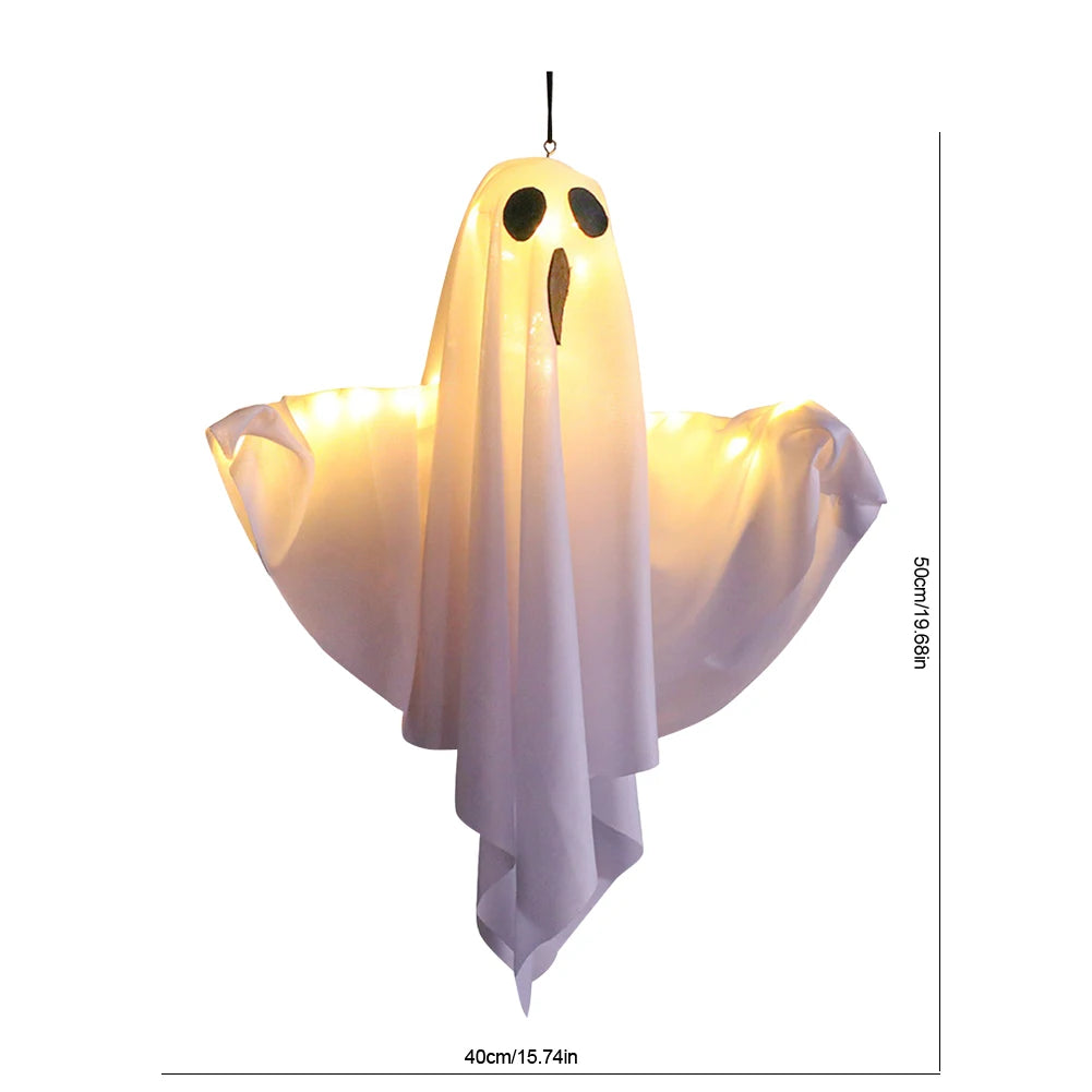 Halloween Glowing White Ghost LED Hanging Ghosts Horror Props with Fairy Light Indoor Outdoor Haunted House Halloween Decoration