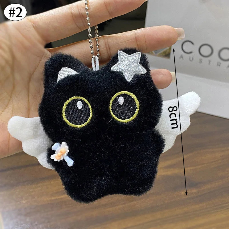 Cute Keychain Kawaii Black Cat Keychain Plush Cats Toy Backpack Hanging Pendant Decoration Keyring Halloween Ghost Theme Gifts