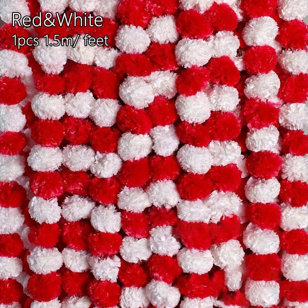 Long Strands Artificial Marigold Garland Pooja Diwali Fiesta Indian Décor Pooja Marigold Flowers Pooja Wedding Events Decor