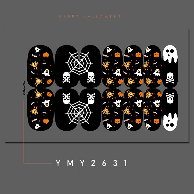 Baking Free Halloween Nail Stickers Full Sticker Fashion Nail Art Jewelry  Pumpkin Ghost Wholesale Applique Nail Sticker