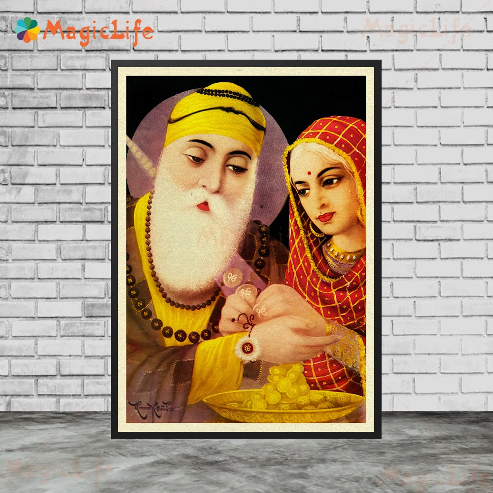 Sikhism Gurunanak Gulu Nanak Religion Posters Wall Pictures For Living Room Vintage Poster Wall Art Canvas Painting Unframed