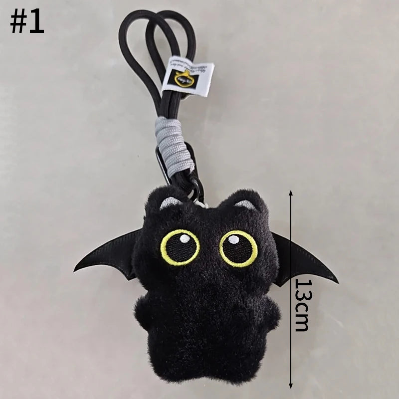 Cute Keychain Kawaii Black Cat Keychain Plush Cats Toy Backpack Hanging Pendant Decoration Keyring Halloween Ghost Theme Gifts