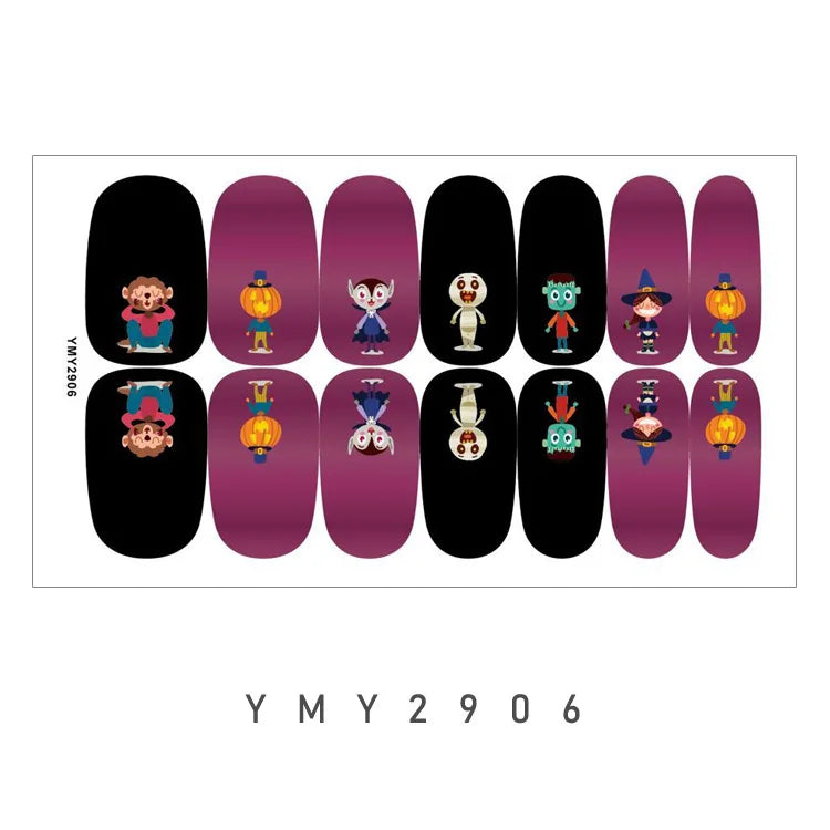 Baking Free Halloween Nail Stickers Full Sticker Fashion Nail Art Jewelry  Pumpkin Ghost Wholesale Applique Nail Sticker