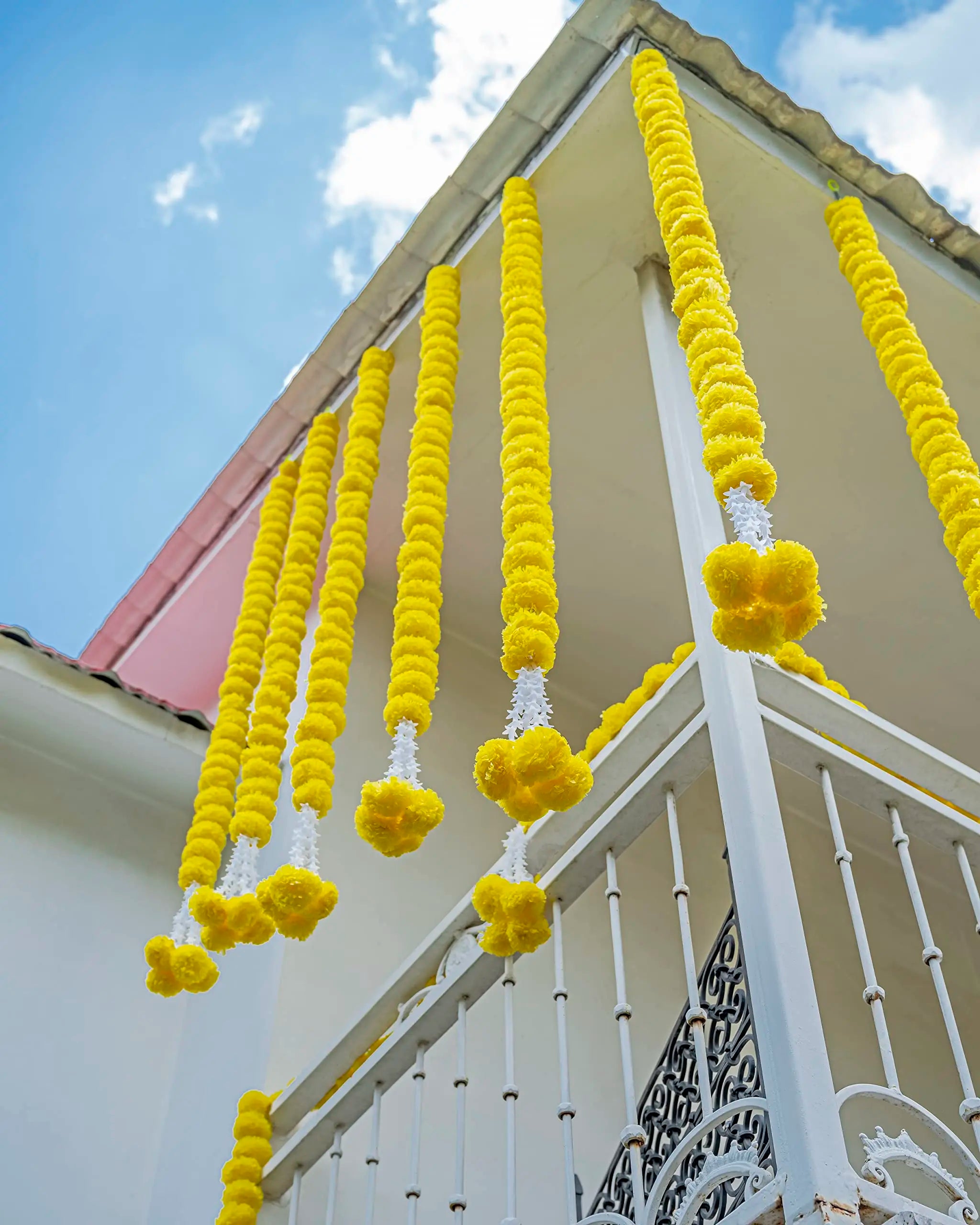 5-50pcs Marigold Flower Garlands Artificial Flower Garland for Indian Décor,Pooja, Diwali, Fiesta Day of The Dead, Mexican Party