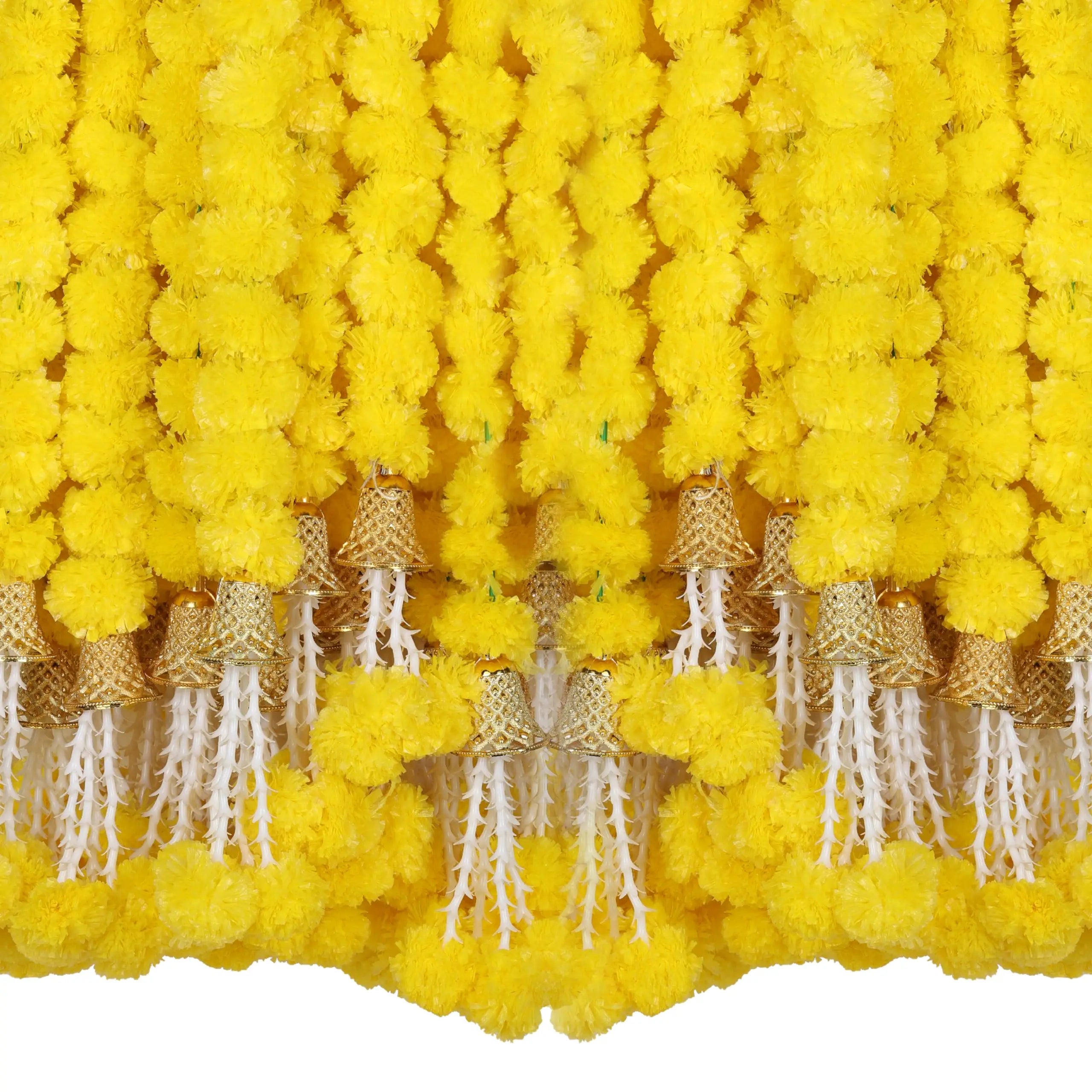 5-50pcs Marigold Flower Garlands 5 Ft Artificial Flower Garland Indian Décor,Pooja, Diwali, Fiesta Day of The Dead, Mexican Par