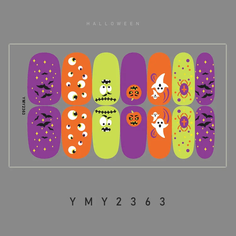 Baking Free Halloween Nail Stickers Full Sticker Fashion Nail Art Jewelry  Pumpkin Ghost Wholesale Applique Nail Sticker