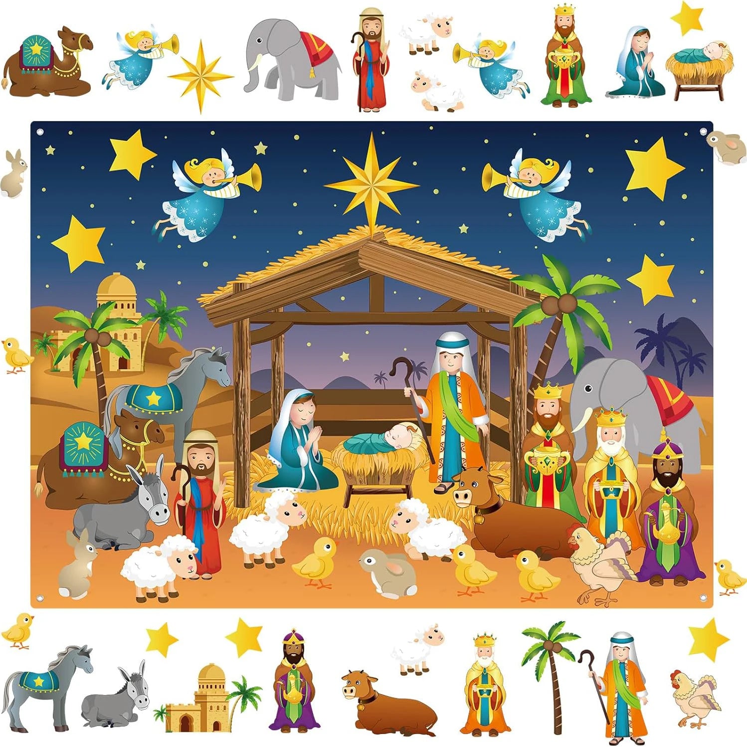 Christmas Felt Story Board Set Detachable Ornaments Wall Decor House Crafts DIY Learning Interactive Play Kit for Holiday Xmas