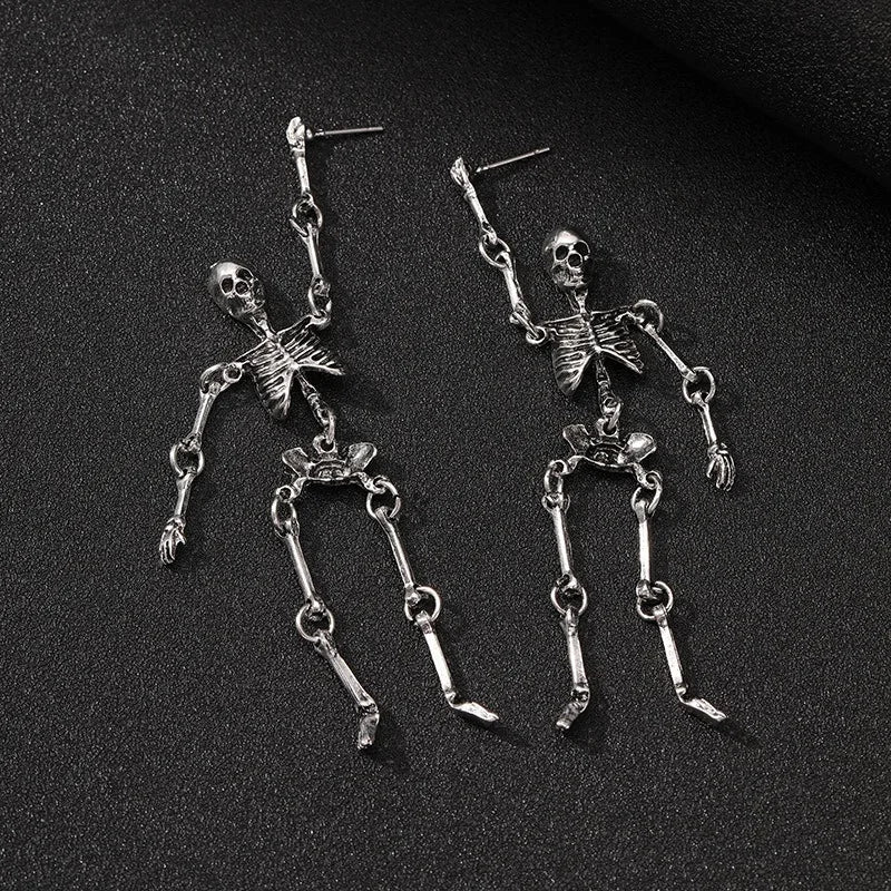 European and American Halloween horror funny personality skeleton frame earrings exaggerated stud earrings wholesale
