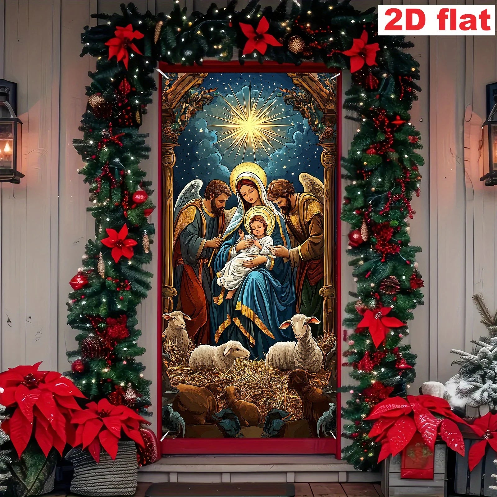 1pc religious Christmas scenes, including Maria, Joseph, young people, shepherds - indoor/outdoor decoration