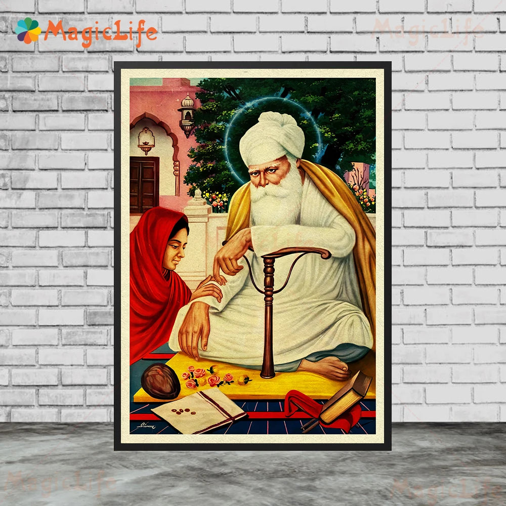 Sikhism Gurunanak Gulu Nanak Religion Posters Wall Pictures For Living Room Vintage Poster Wall Art Canvas Painting Unframed