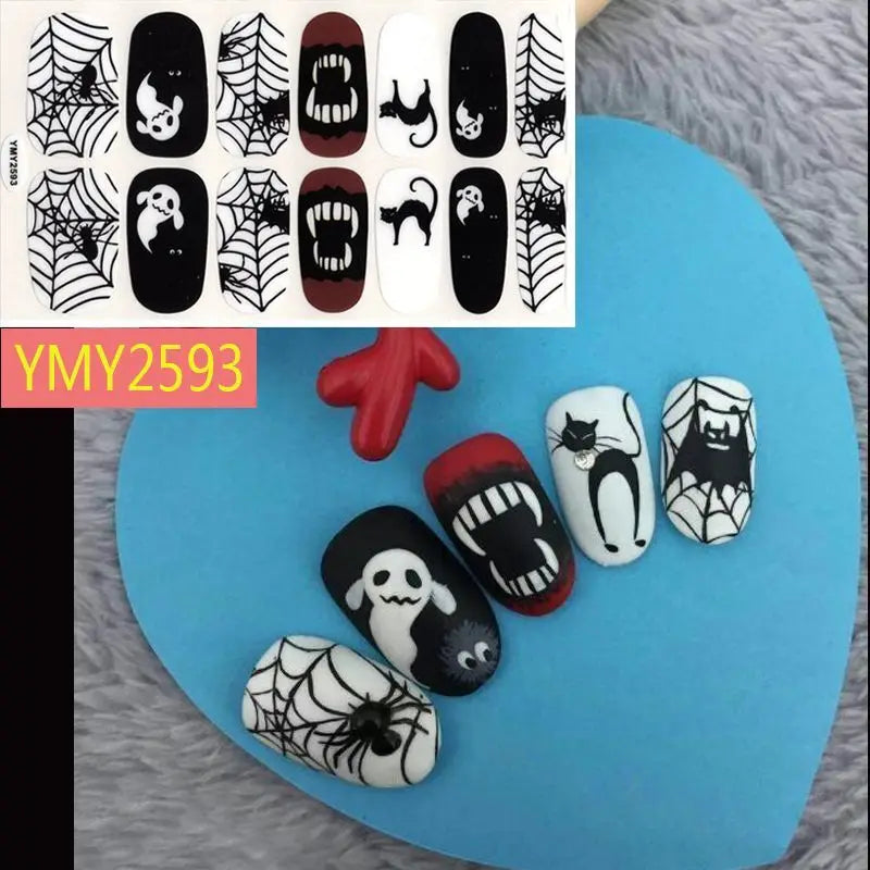 Baking Free Halloween Nail Stickers Full Sticker Fashion Nail Art Jewelry  Pumpkin Ghost Wholesale Applique Nail Sticker