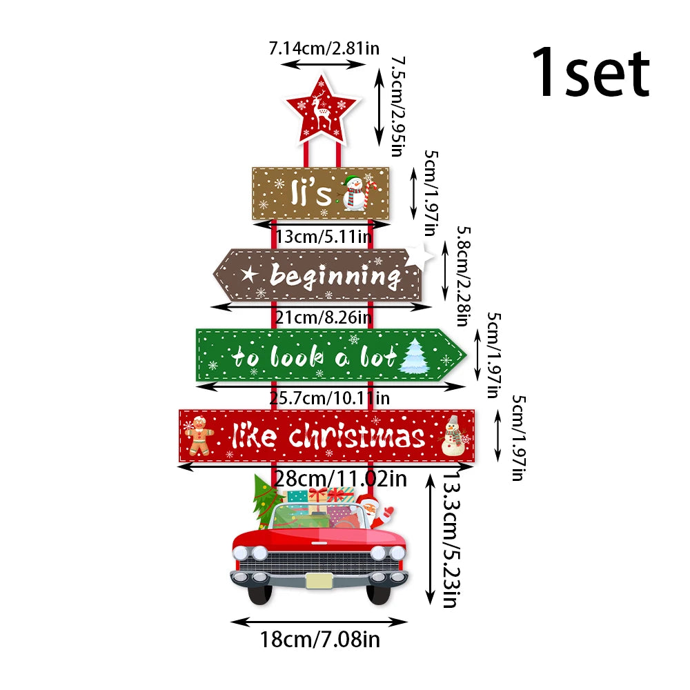 Christmas Door Hanging Decoration Prop Xmas tree Santa Claus Paper Garland Pendant Christmas Party Wall Ornament Home Decoration