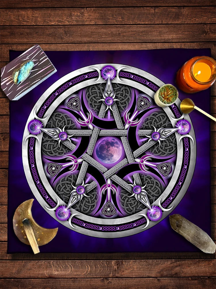 Purple Moon Star Tarot Card Tablecloth Divination Altar Cloth For Witch Wiccan Home Decor Astrology Oracle Card Pad Tarot Mat