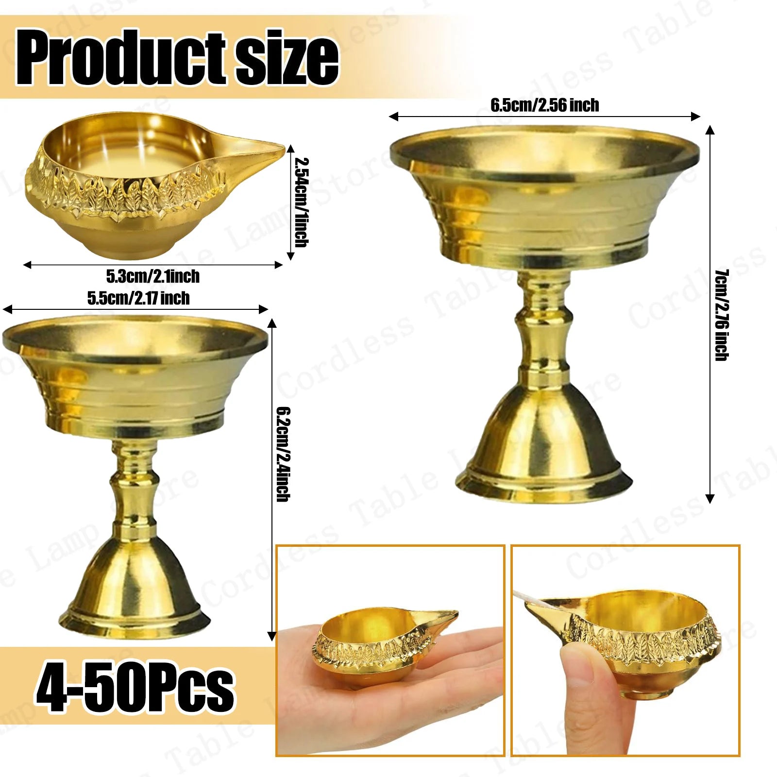 4-50Pcs Diwali Diya Lamp Brass Oil Lamp