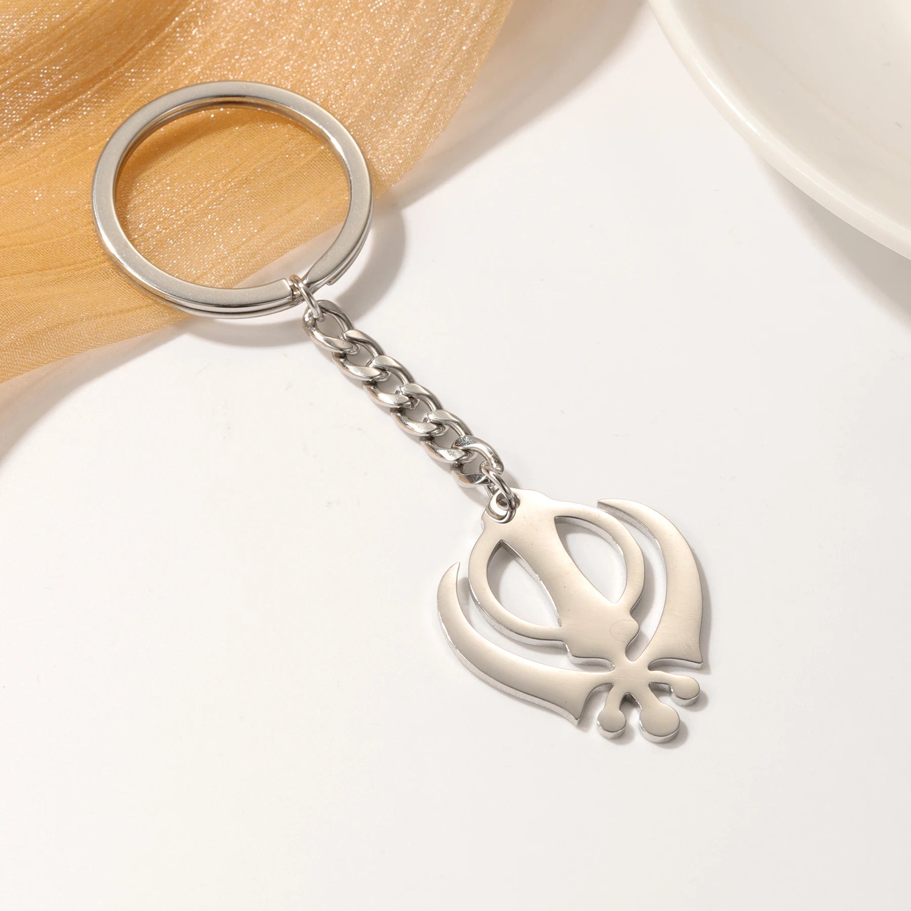 Punjabi Sikh Gold Keychain Pendant Gift 18K Stainless Steel Believer Faith Master Unique Symbol Religious Jewelry Souvenir Gift