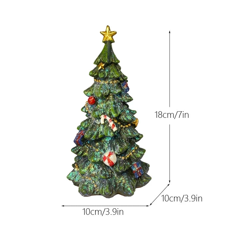 Christmas Tree Decorations Resin Sculpture Home Statues Figurines Christmas Trees Living Room Ornaments Table Desk Accessories