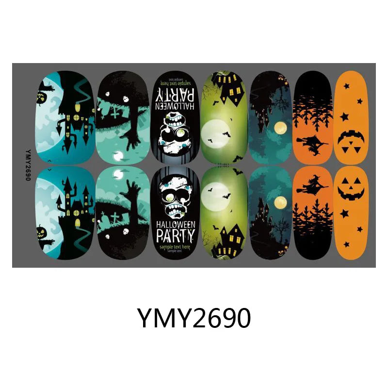 Baking Free Halloween Nail Stickers Full Sticker Fashion Nail Art Jewelry  Pumpkin Ghost Wholesale Applique Nail Sticker