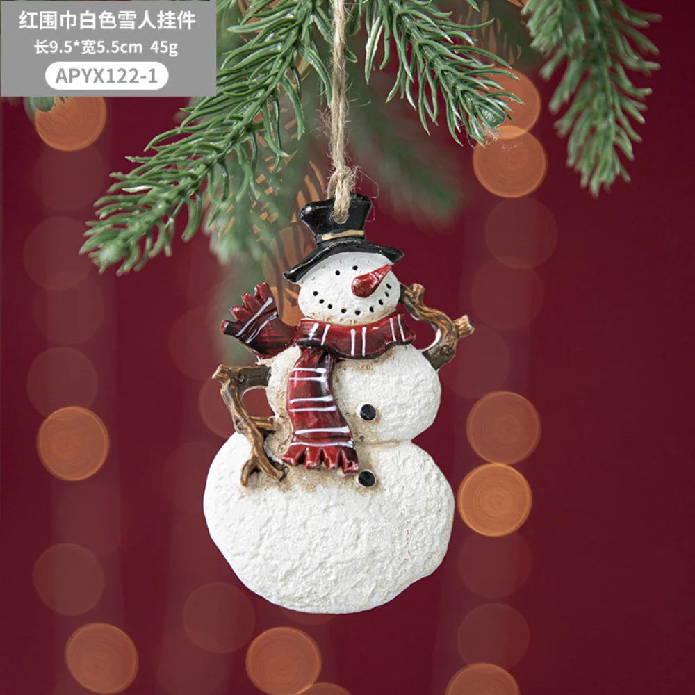 Christmas Resin Tree Decorations Santa Snowman Angel Pendant Ornament DIY Kids Toys Noel Navidad Kerst 2023