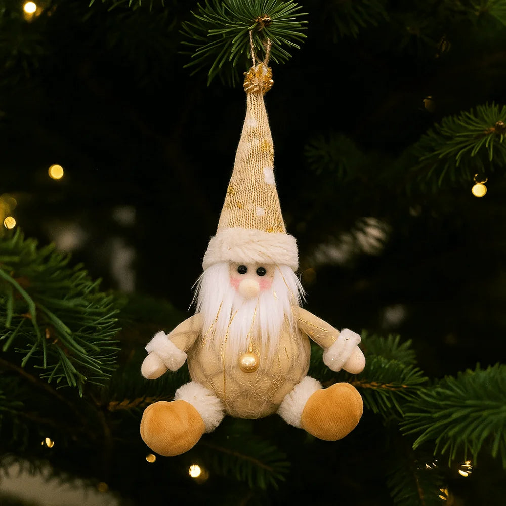 Crafts Cute Christmas Tree Pendant Figurine Ornament Elk Christmas Doll Ornament Creative Snowman Santa Pendant Decor New Year