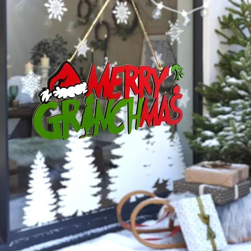 christmas wooden hanging christmas tree ornaments front door party decoration supplies