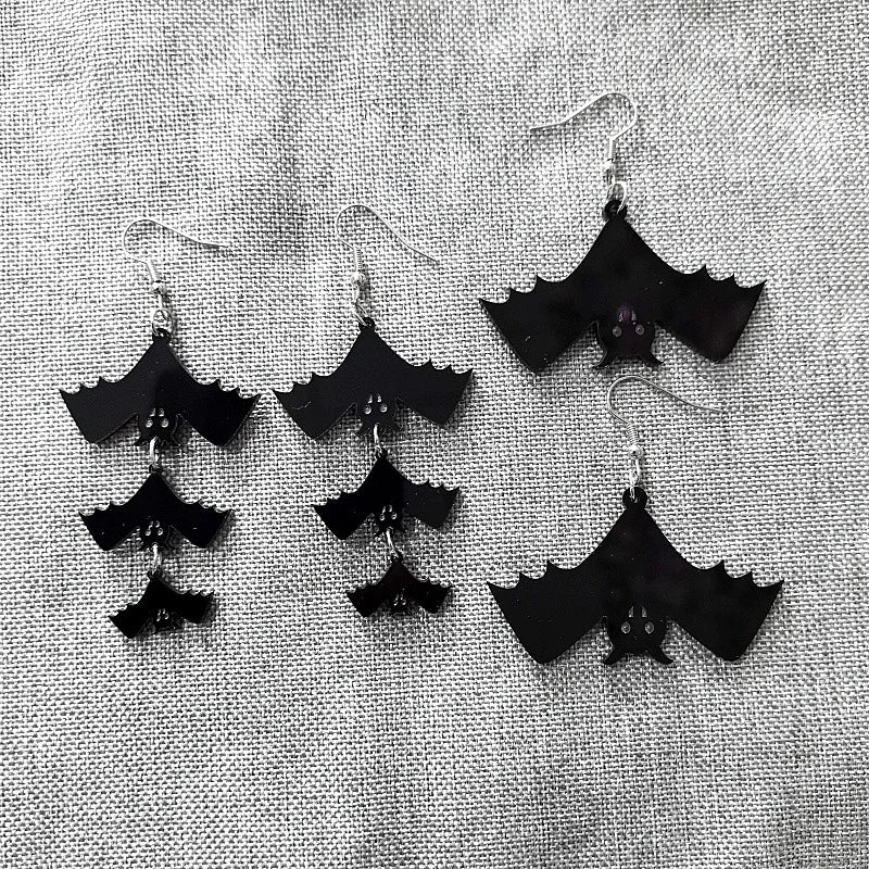 New Skeleton Pumpkins Halloween Earrings Women Hallowmas Costume Cosplay Skull Heart Axe Black Bat Acrylic Drop Earring
