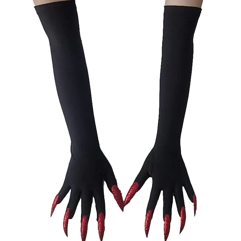 Cool Halloween gloves long ghost claw dress up gloves fashionable red long nails Cosplay Halloween funny gloves A529
