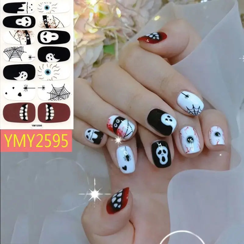 Baking Free Halloween Nail Stickers Full Sticker Fashion Nail Art Jewelry  Pumpkin Ghost Wholesale Applique Nail Sticker