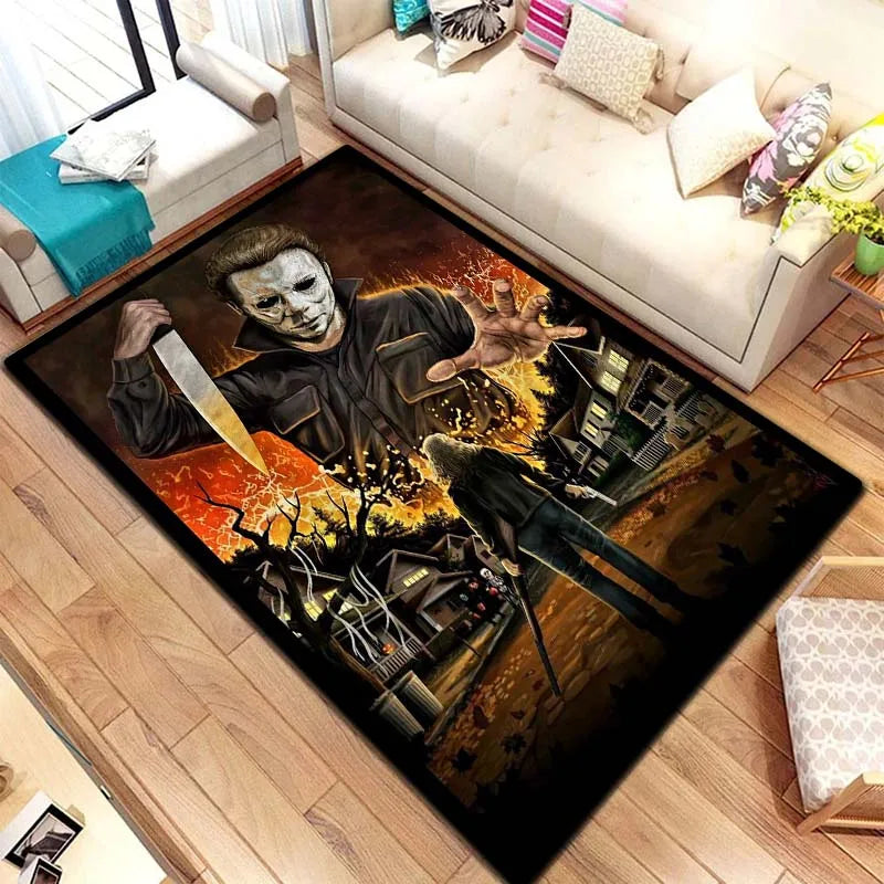 M-Michael Myers Horror Halloween Decorative Warmer Rug Home Living Room Bedroom Carpet Bathroom Kitchen Non Slip Carpet