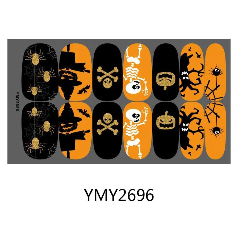 Baking Free Halloween Nail Stickers Full Sticker Fashion Nail Art Jewelry  Pumpkin Ghost Wholesale Applique Nail Sticker