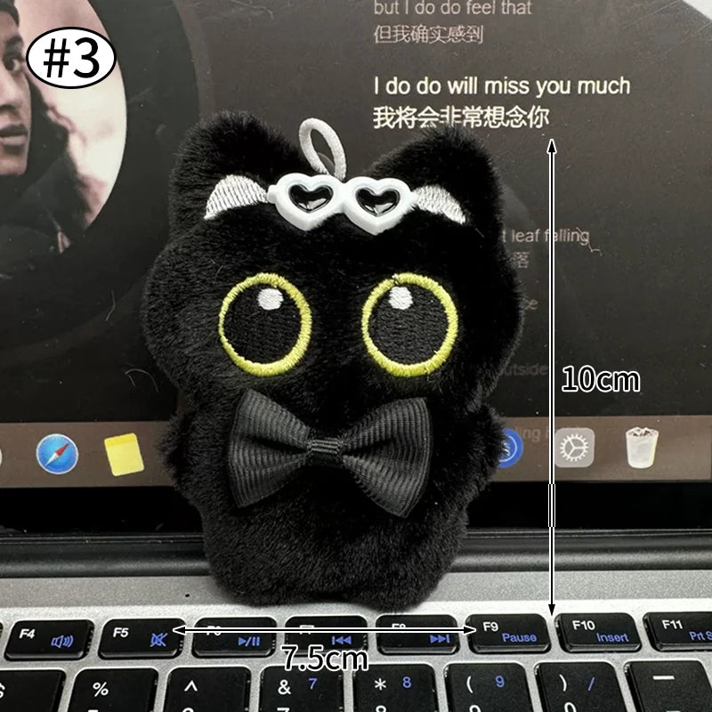Cute Keychain Kawaii Black Cat Keychain Plush Cats Toy Backpack Hanging Pendant Decoration Keyring Halloween Ghost Theme Gifts