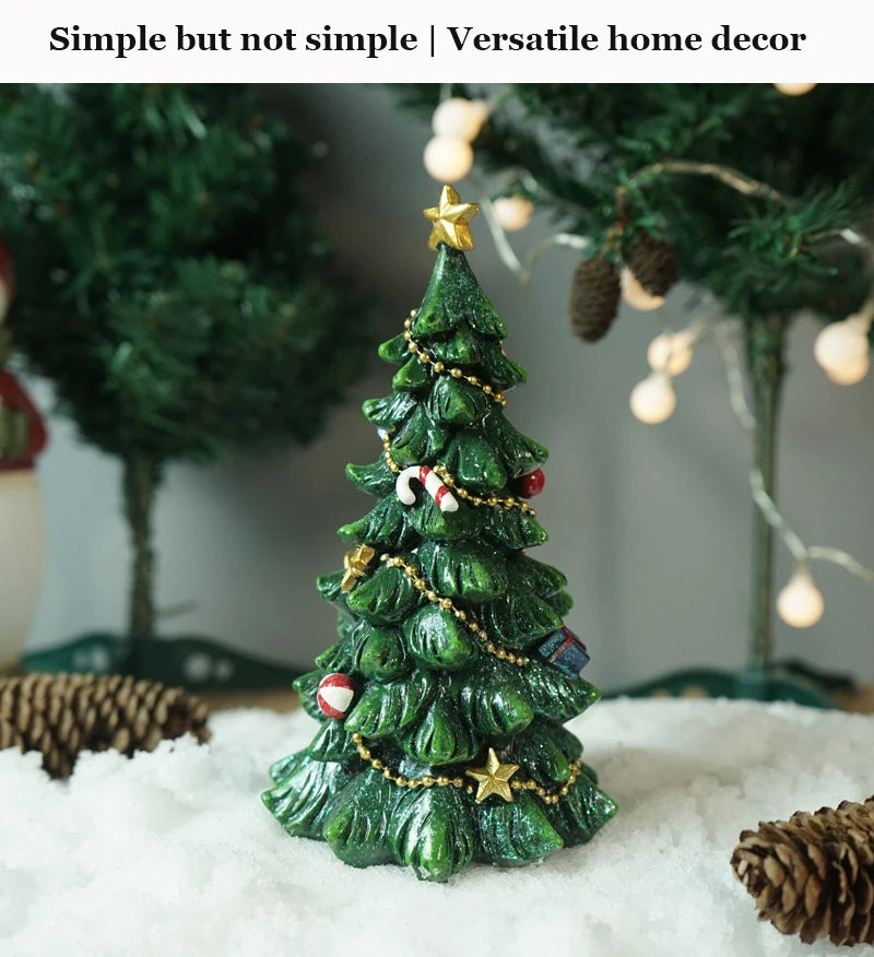 Christmas Tree Decorations Resin Sculpture Home Statues Figurines Christmas Trees Living Room Ornaments Table Desk Accessories