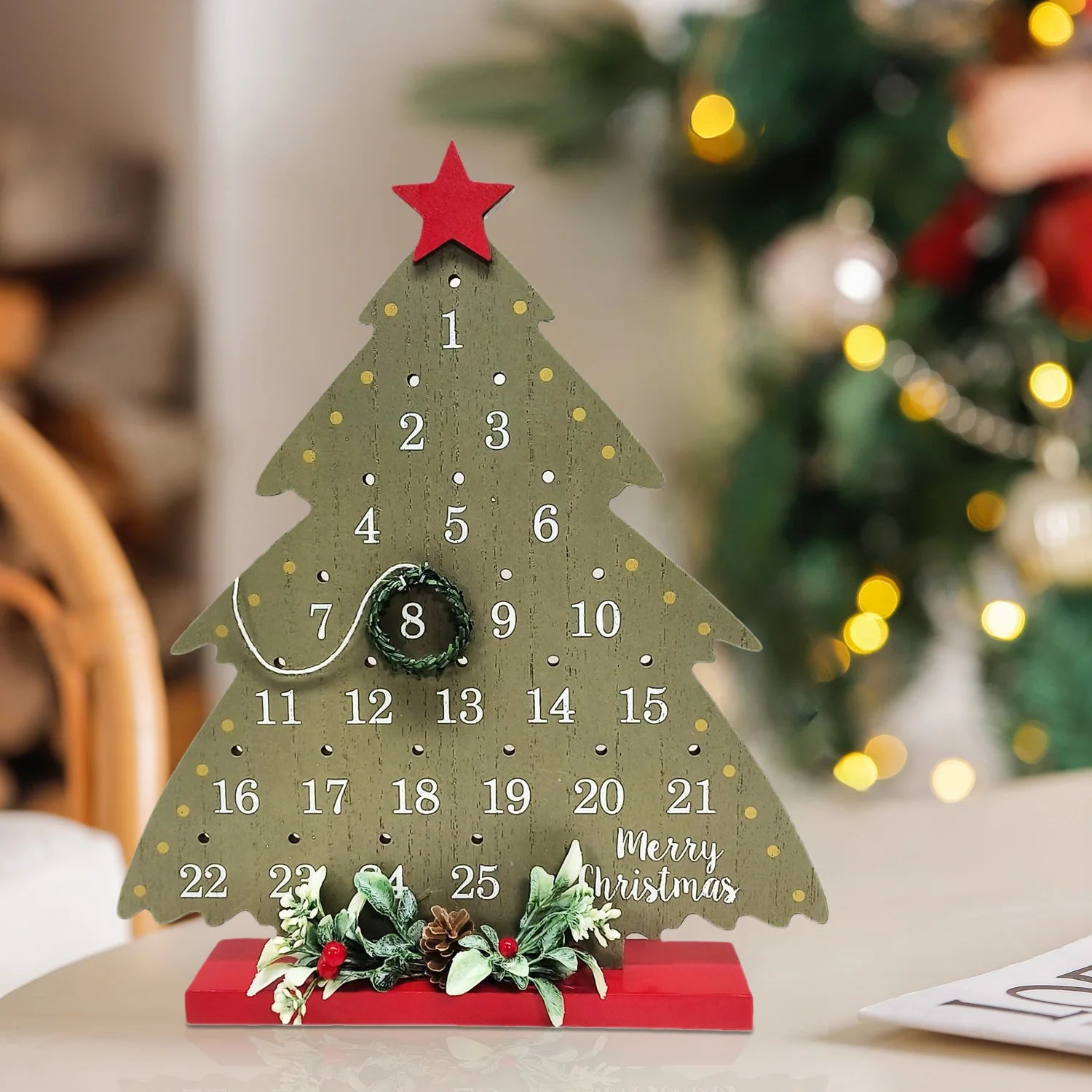 Christmas Countdown Calendar Desktop Home Decor Decoration Vintage Countdown Christmas Sign Hanging Wall Decoration Crafts
