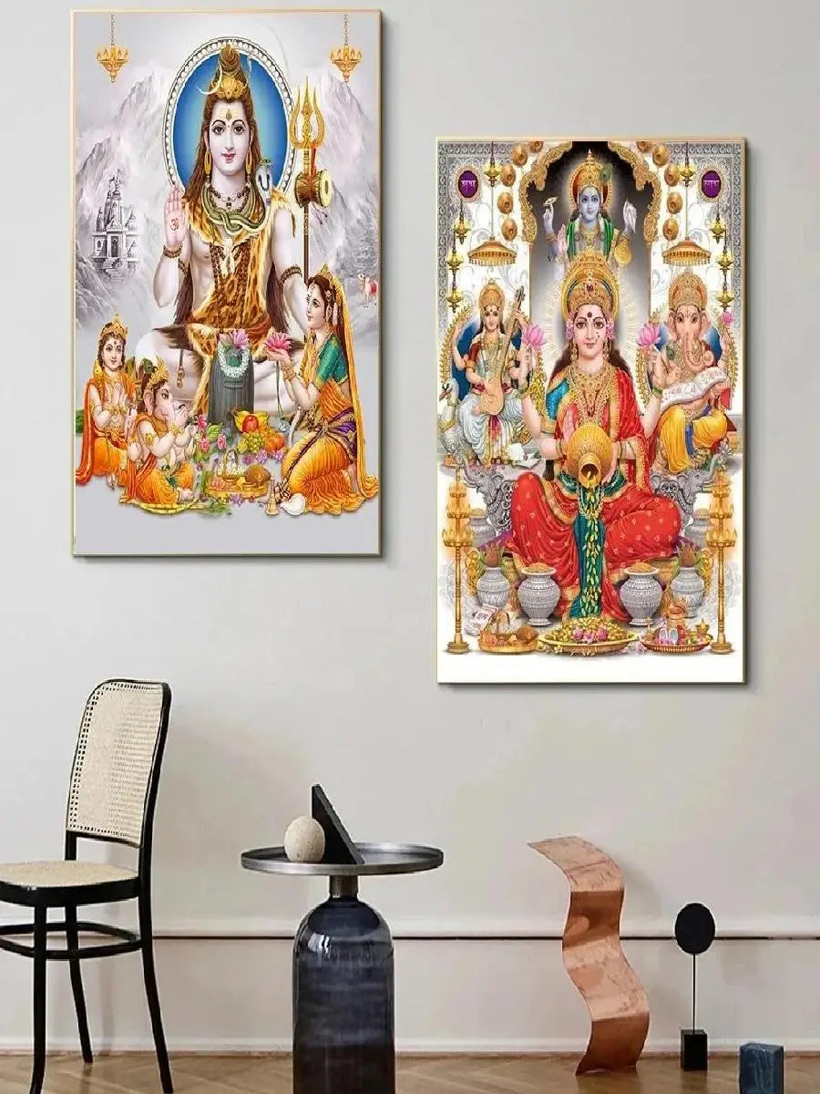God Ganesha Canvas Wall Art God Series Religious Temple Print for Living Room Decor