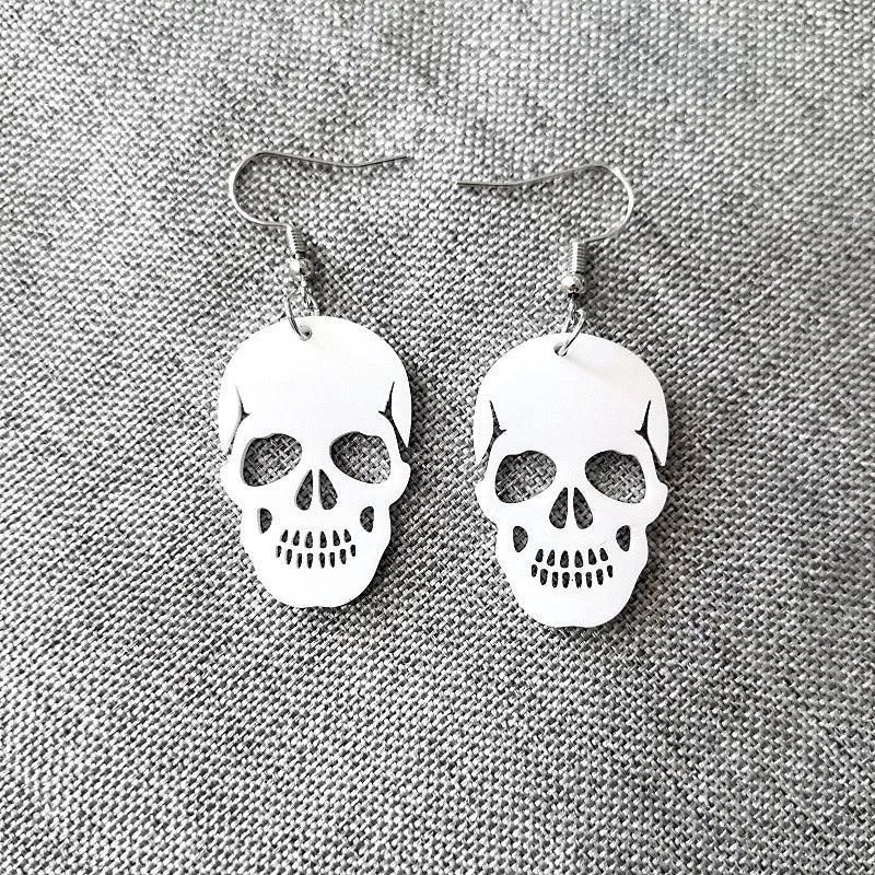 New Skeleton Pumpkins Halloween Earrings Women Hallowmas Costume Cosplay Skull Heart Axe Black Bat Acrylic Drop Earring